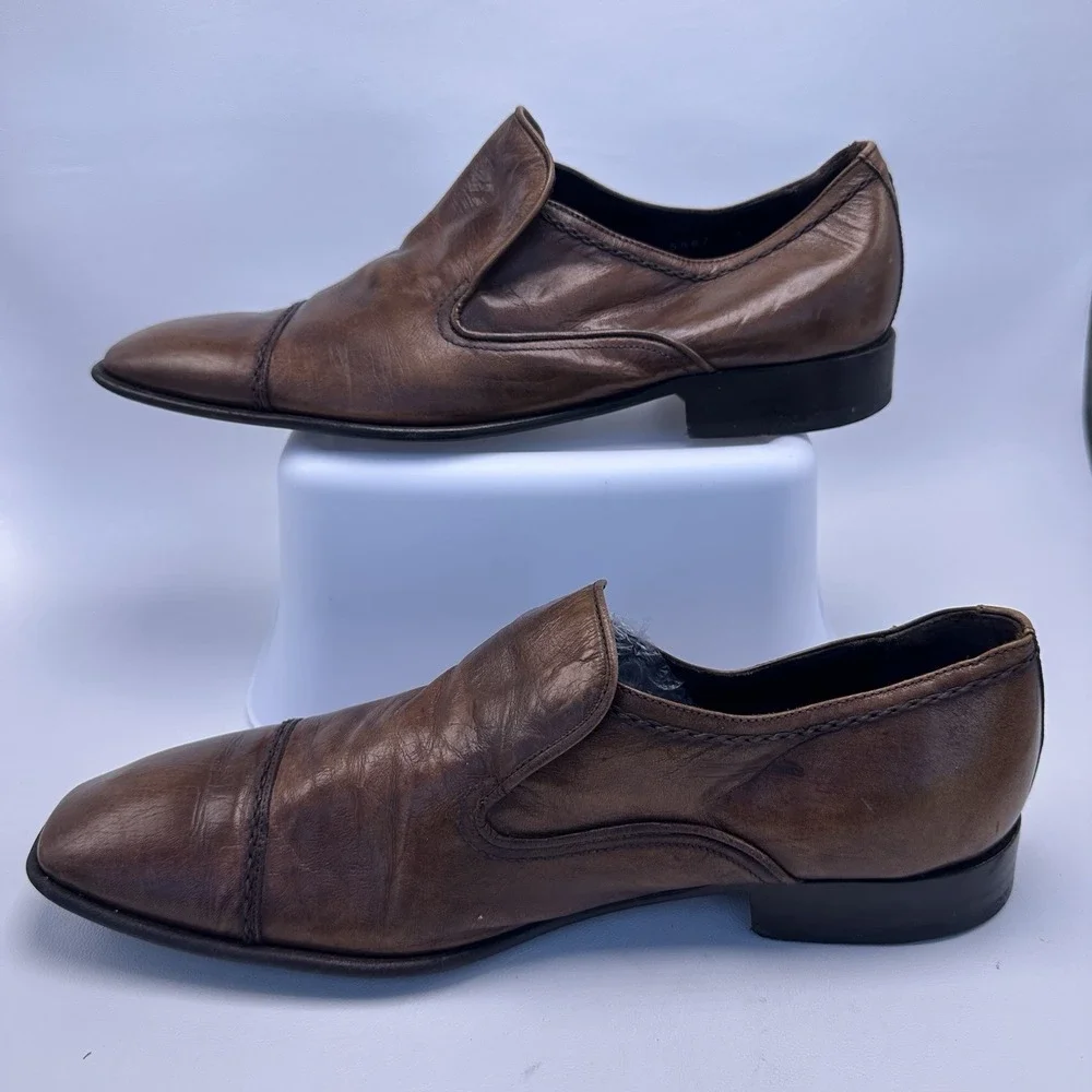 GORDON RUSH Men's Brown Soft Leather Shoes Slip On Loafers Size‎ 8